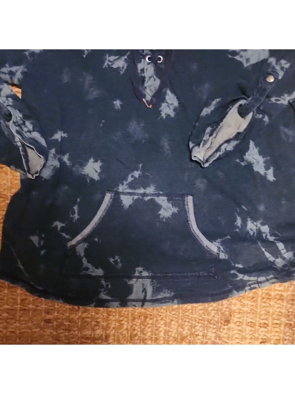 Ruby Rd Blue Tie-Dye Lace Up Sweatshirt Relaxed Fit Casual Size XL - Picture 6 of 6